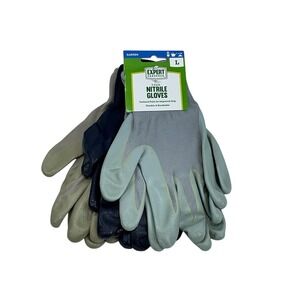 Expert Gardener 3 Pack Nitrile Size Large Textured Palm Breathable Work Gloves